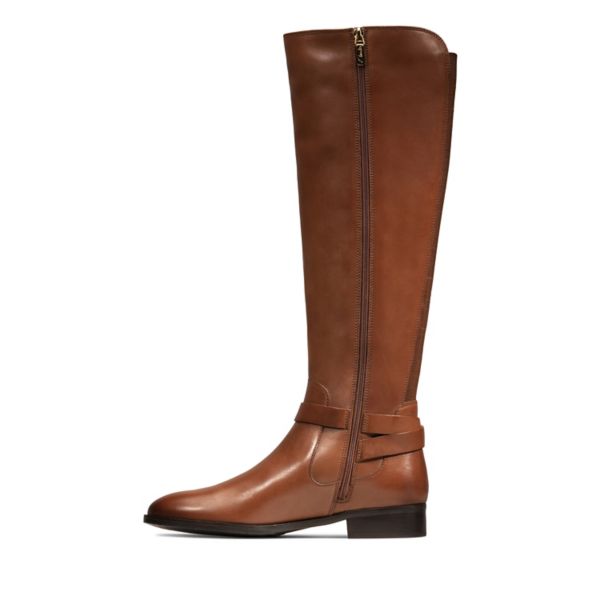 Clarks Womens Netley Whirl Knee High Boots Brown | UK-2185396